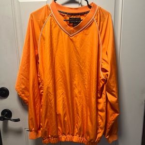 Footjoy Pullover Windbreaker FJ Golf Jacket Mens Large Orange V-Neck L